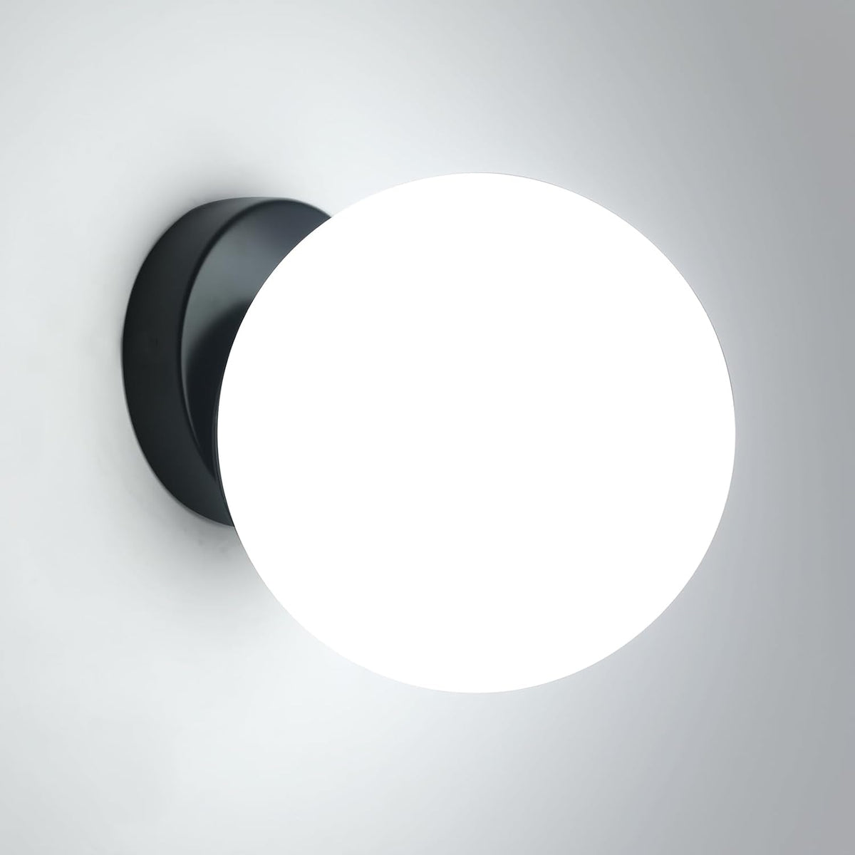 Comely Moderne Glasball-Wandlampe Schwarz - 15cm Durchmesser, E27, Industriedesign, ohne Leuchtmittel