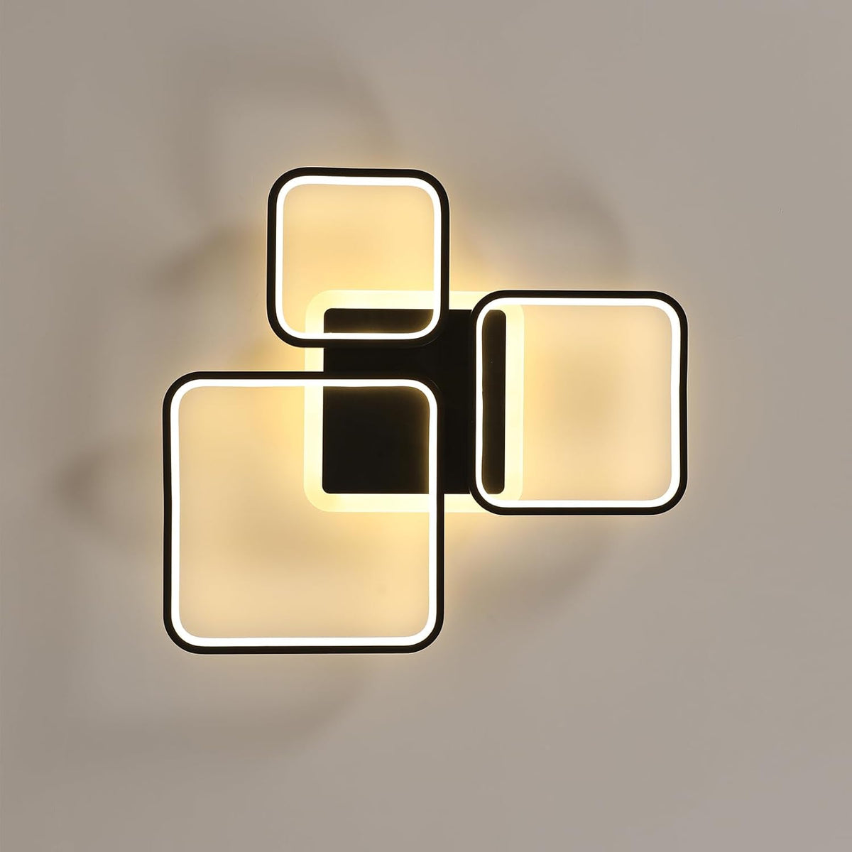 Comely LED Deckenleuchte Dimmbar Quadrat, 57cm 45W Schwarz Moderne LED deckenlampe mit Fernbedienung f¨¹r Wohnzimmer Schlafzimmer, Dimmbar 3000K-6500K