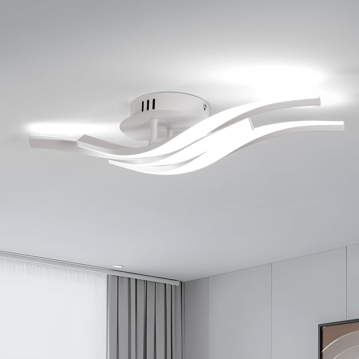 Comely LED-Deckenleuchte, wei?e Deckenlampe, 24 W, 2700 lm, kreative moderne Deckenleuchte, Beleuchtung Zukunft f¨¹r Schlafzimmer, Wohnzimmer, K¨¹che, kaltwei?es Licht 6500 K, lang 52 cm