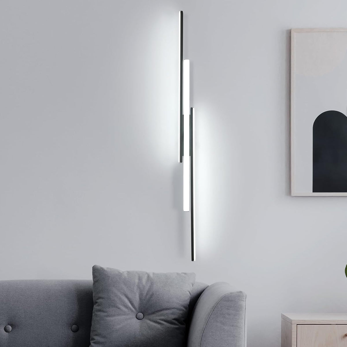 Comely LED Wandlampe Innen, Moderne 90cm 24W Schwarz LED Wandleuchte Wandleuchten f¨¹r Schlafzimmer Wohnzimmer Korridor, Wei?es Licht 6500K