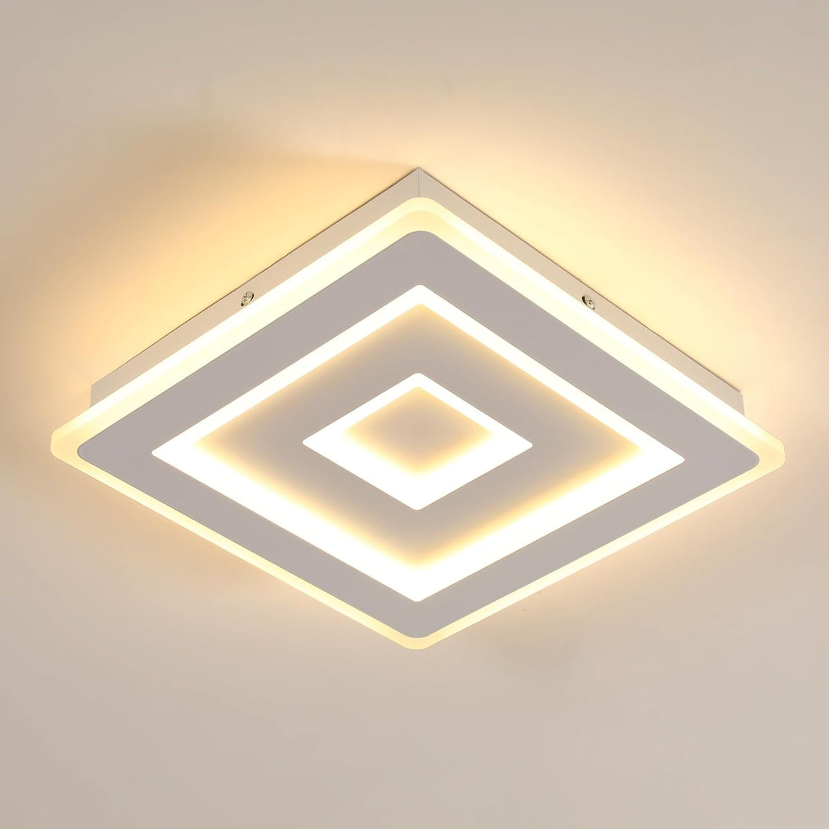 Comely LED Deckenleuchte Quadrat, 28cm 36W Moderne Deckenlampe Quadratisch Wei? LED Deckenbeleuchtung f¨¹r Schlafzimmer, Wohnzimmer, Flur, Warmes Licht 3000K