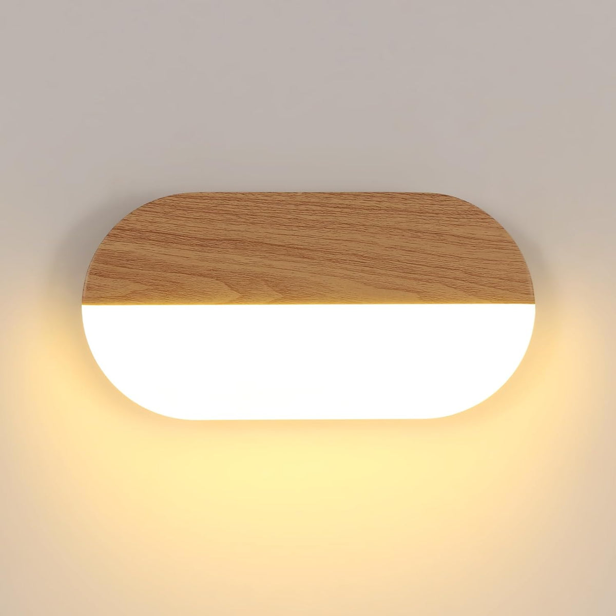 Comely LED Wandleuchte Innen, 7W 787LM Moderne Innenwandleuchte, Holzfarbe Wandlampe, Innenwandlampe f¨¹r Schlafzimmer, Wohnzimmer, Treppenhaus, Warmes Licht 3000K, 22cm