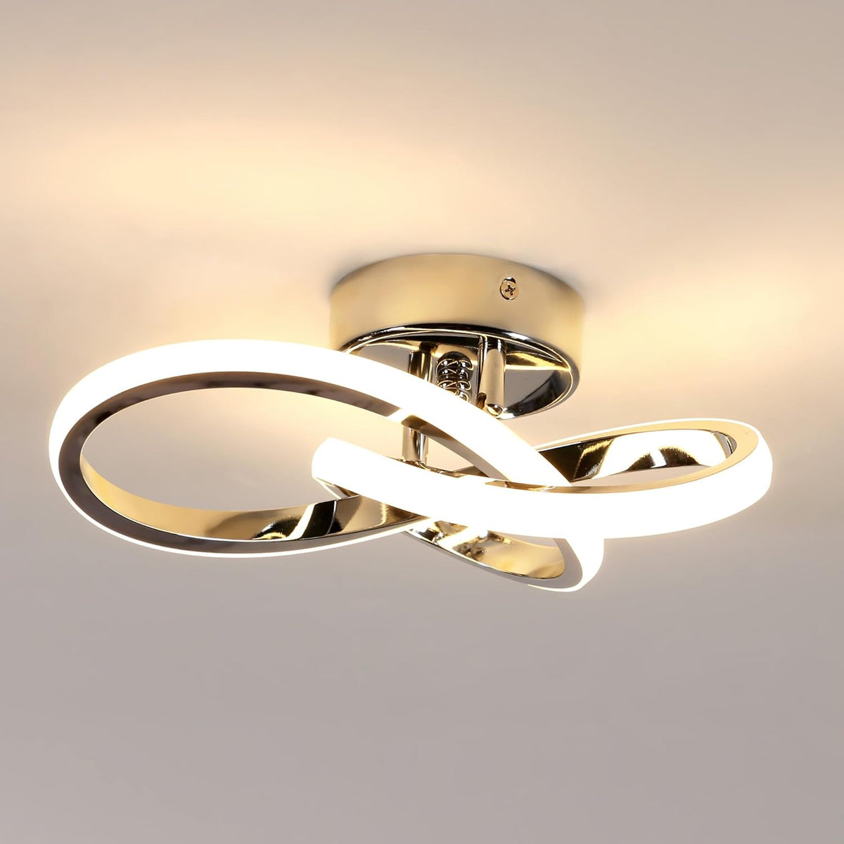 Comely Plafoniera LED Moderna, 22W 2475LM Lampada da Soffitto Argento Design Fiore, Lampadario LED per Cucina Camera da Letto Corridoio Bagno, Luce Calda 3000K, 25CM