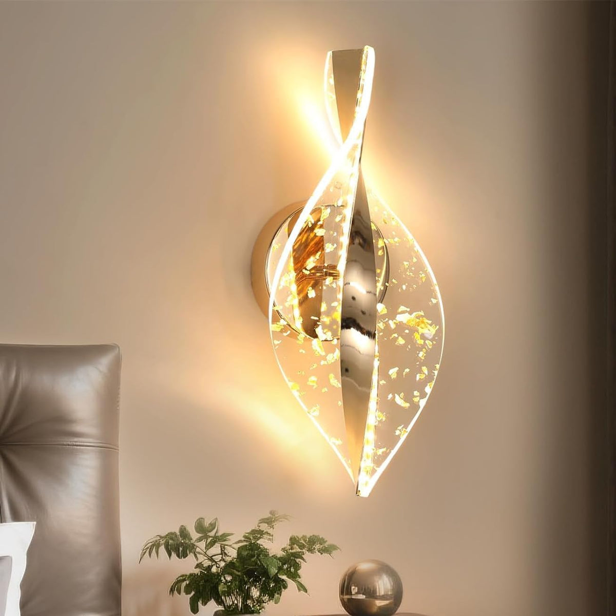 Comely LED Wandleuchten Innen, 3 Farbtemperatur Gold 12W 2000LM KreativeInnen LED Wandlampe f¨¹r Schlafzimmer, Wohnzimmer, 3000K/4500K/6500K