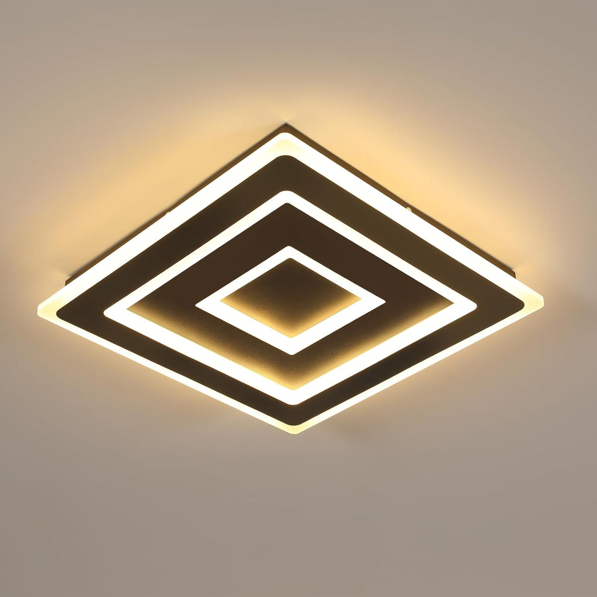 Comely LED Deckenleuchte Schwarz Quadrat f¨¹r Wohnzimmer, 52W 5850LM 40cm Moderne Deckenlampe Quadratisch Deckenbeleuchtung Lampen f¨¹r Schlafzimmer, Wohnzimmer, Warmes Licht 3000K