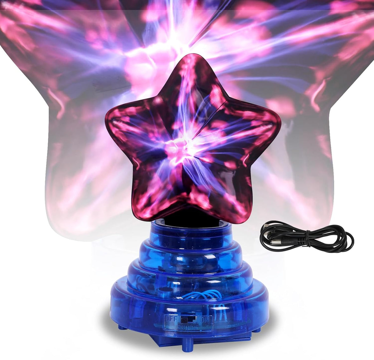 Comely 4W Plasmakugel, Sternf?rmige 11x10x17cm Plasmalampe mit Ber¨¹hrungs- und Sprachsteuerung, USB-Betriebene Plasma Kugel f¨¹r Schlafzimmer, Wohnzimmer, Rotes Licht [Energieklasse E]