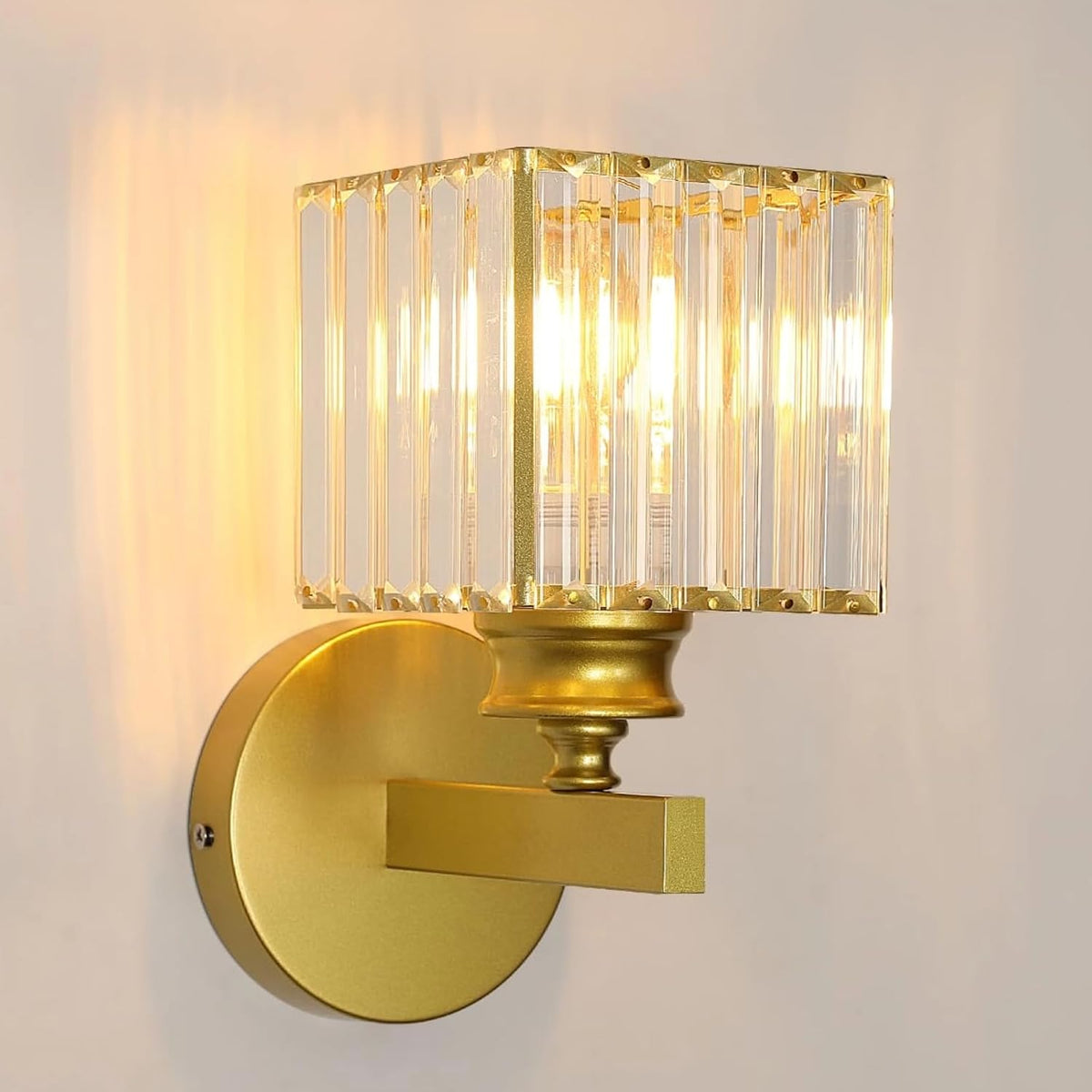 Comely Kristall Wandleuchte f¨¹r den Innenbereich, Goldene E27 Wandlampe, Kristallwandleuchte Innenwandleuchte f¨¹r Schlafzimmer, Wohnzimmer, Esszimmer, Flur (ohne Leuchtmittel)